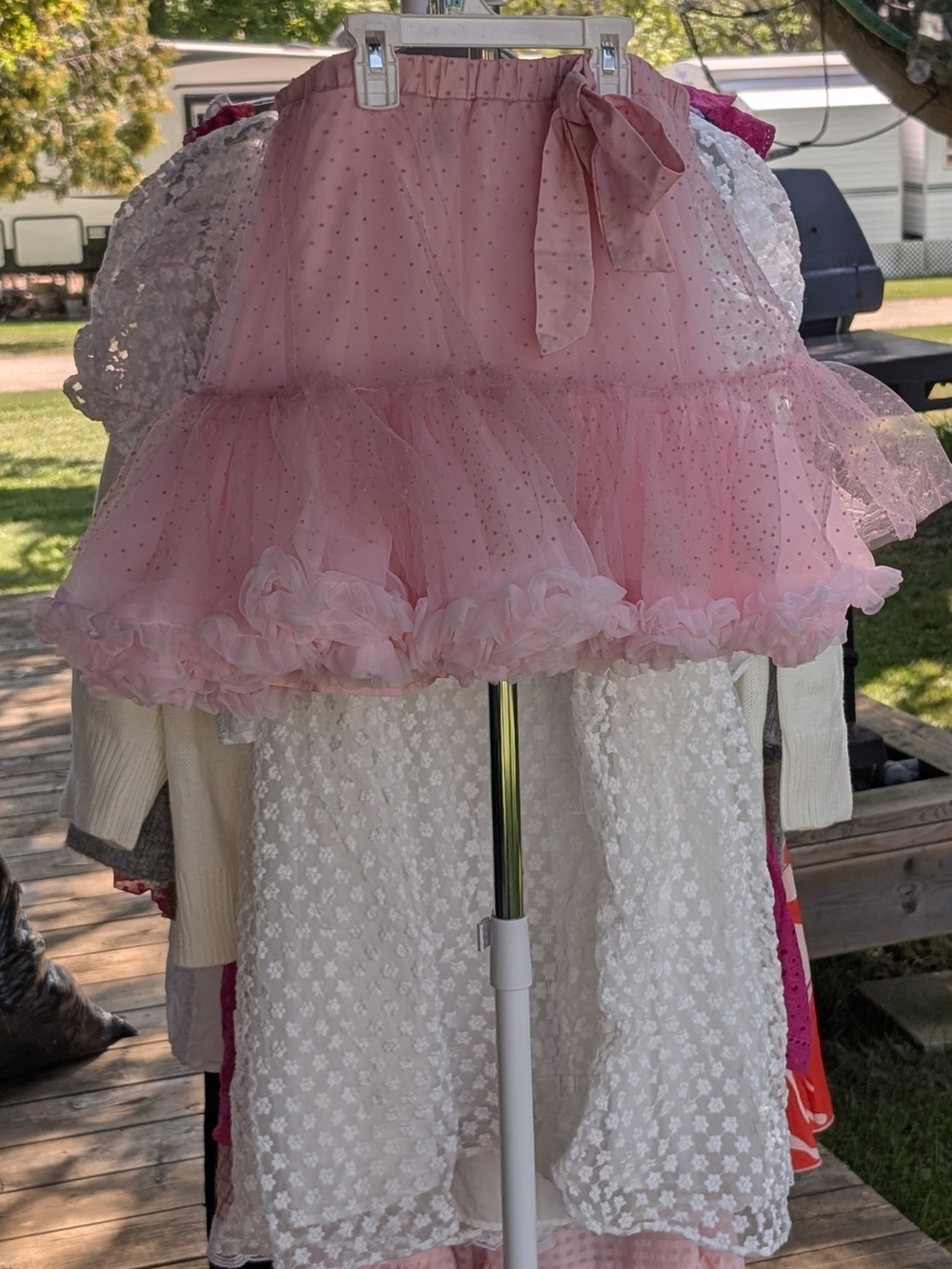 SHEIN Pink Layered Tulle Mini Skirt with Bow